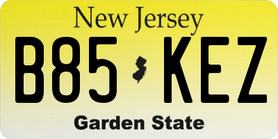 NJ license plate B85KEZ