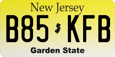 NJ license plate B85KFB