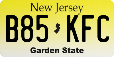 NJ license plate B85KFC