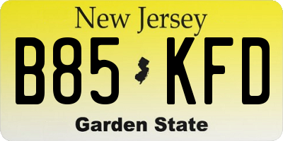 NJ license plate B85KFD