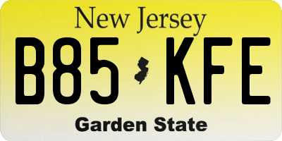 NJ license plate B85KFE