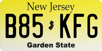 NJ license plate B85KFG