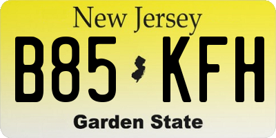 NJ license plate B85KFH