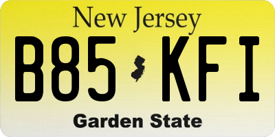 NJ license plate B85KFI