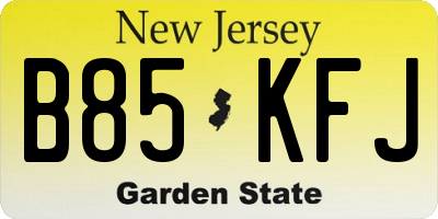 NJ license plate B85KFJ