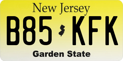 NJ license plate B85KFK