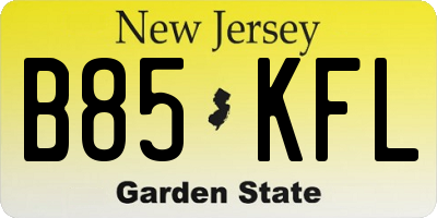 NJ license plate B85KFL