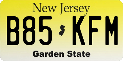 NJ license plate B85KFM