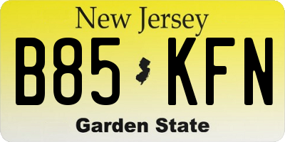 NJ license plate B85KFN