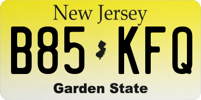 NJ license plate B85KFQ