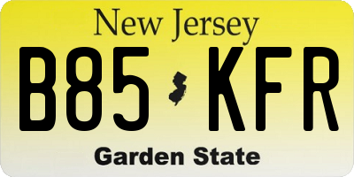 NJ license plate B85KFR