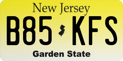 NJ license plate B85KFS