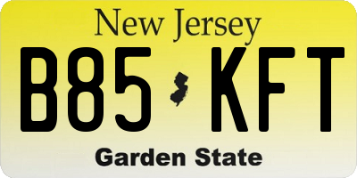 NJ license plate B85KFT