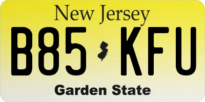 NJ license plate B85KFU