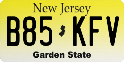 NJ license plate B85KFV