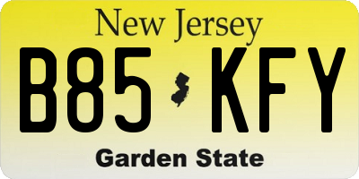 NJ license plate B85KFY