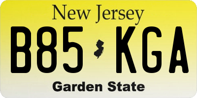 NJ license plate B85KGA