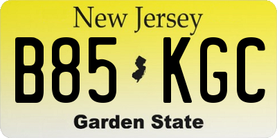 NJ license plate B85KGC