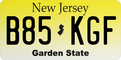 NJ license plate B85KGF