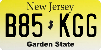 NJ license plate B85KGG