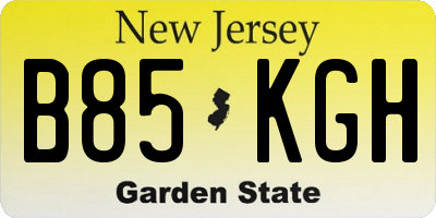NJ license plate B85KGH