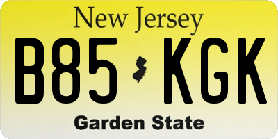 NJ license plate B85KGK