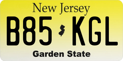 NJ license plate B85KGL