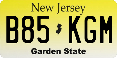 NJ license plate B85KGM