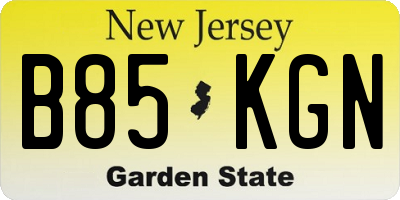 NJ license plate B85KGN
