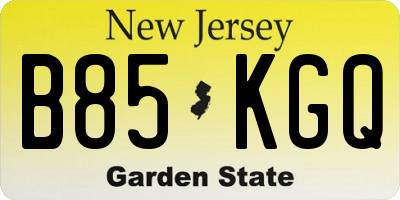 NJ license plate B85KGQ