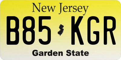 NJ license plate B85KGR