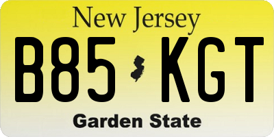 NJ license plate B85KGT