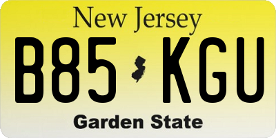 NJ license plate B85KGU