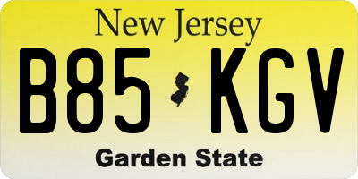 NJ license plate B85KGV