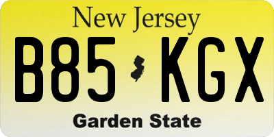 NJ license plate B85KGX
