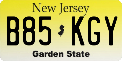 NJ license plate B85KGY
