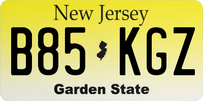 NJ license plate B85KGZ