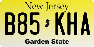 NJ license plate B85KHA