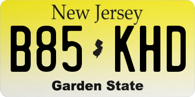 NJ license plate B85KHD