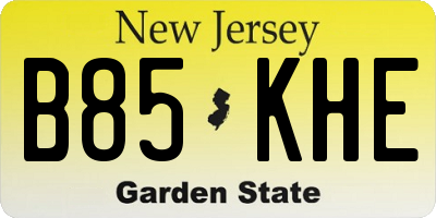 NJ license plate B85KHE