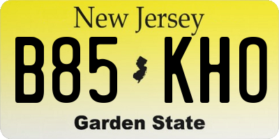 NJ license plate B85KHO