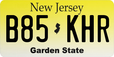 NJ license plate B85KHR