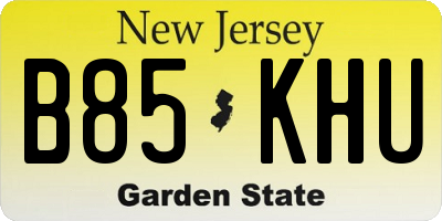 NJ license plate B85KHU