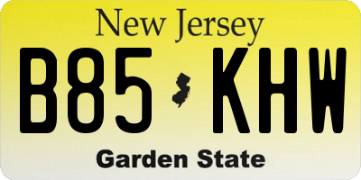 NJ license plate B85KHW