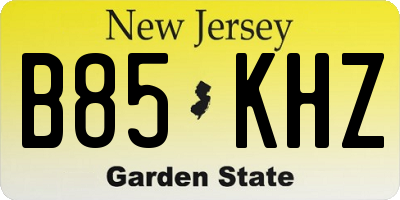 NJ license plate B85KHZ