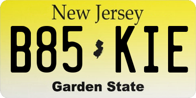 NJ license plate B85KIE
