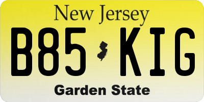 NJ license plate B85KIG