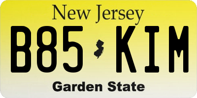 NJ license plate B85KIM