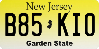 NJ license plate B85KIO