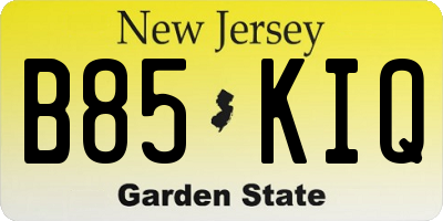 NJ license plate B85KIQ